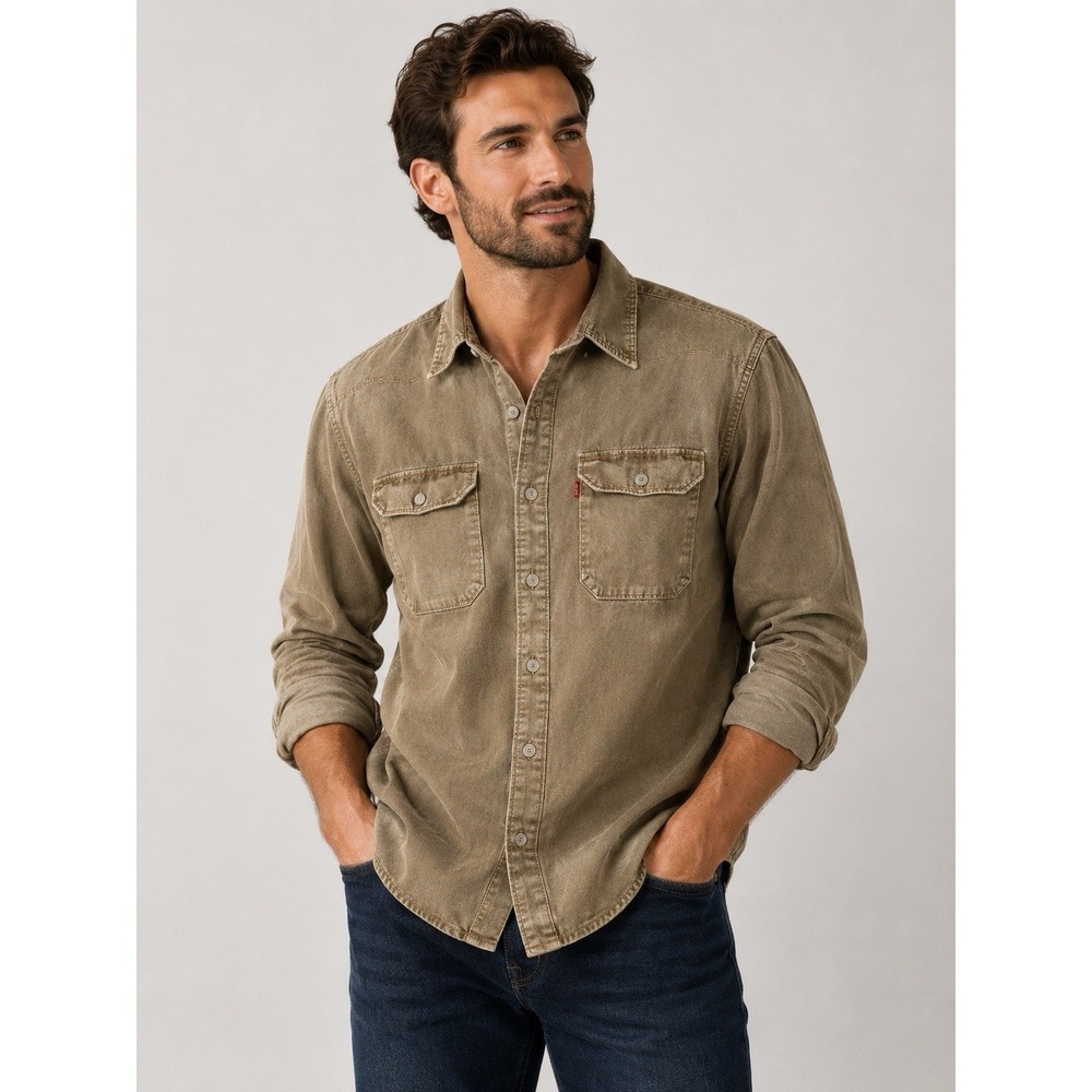 Levi's Heavyweight Twill Shirt Adult XLarge Brown Workwear Grunge Oversized